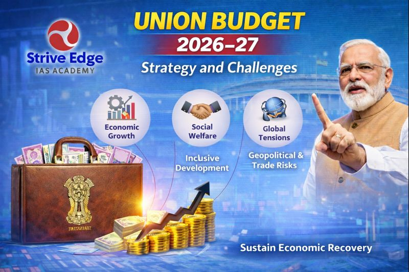 Budget 2026 Strategy Challenges chart showing declining manufacturing share in GDP