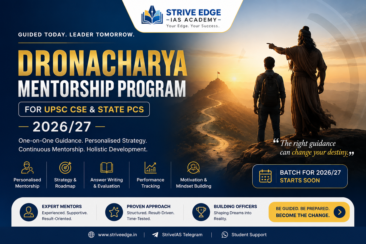 Dronacharya Mentorship Program for UPSC CSE and State PCS 2026/27 - batch starts soon