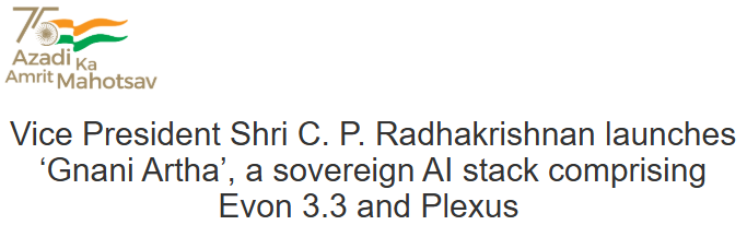 PIB press release banner on Vice President launching Gnani Artha, India's sovereign AI stack