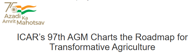 Illustration representing ICAR's 97th Annual General Meeting and agricultural research achievements