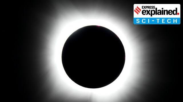 Total solar eclipse and solar corona study illustration