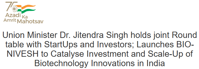 Infographic on the BIO-NIVESH biotechnology investment platform
