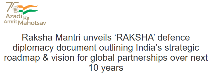 Infographic on the four pillars of the RAKSHA defence diplomacy document
